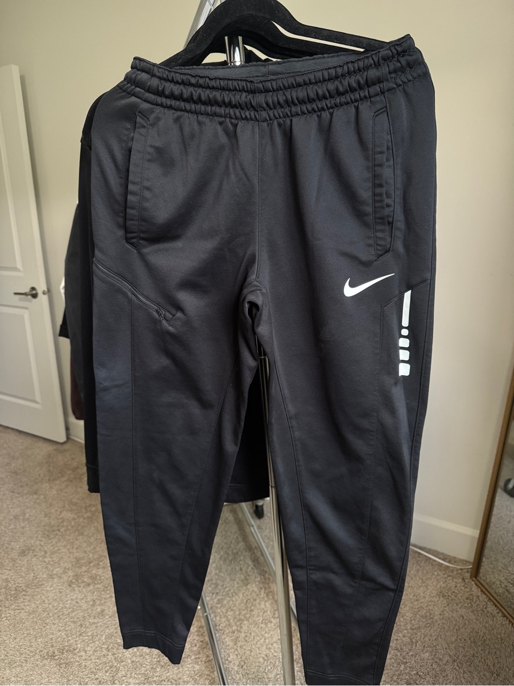 Nike Black Basketball Dri-FIT Joggers with White Swoosh